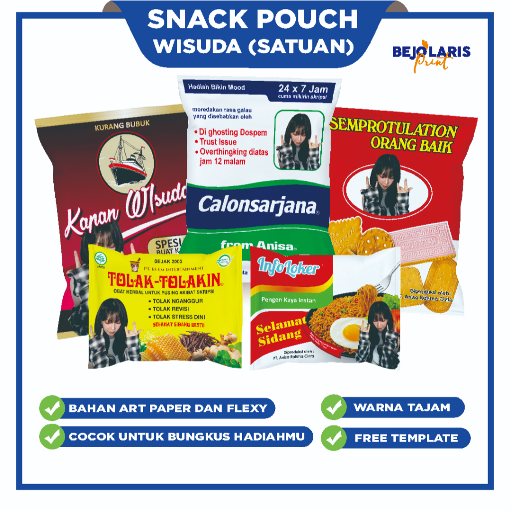[SATUAN] Snack Pouch Wisuda Snack Pouch Tema Wisuda Hadiah Wisuda Snack Pouch Jumbo Custom Snack Pou