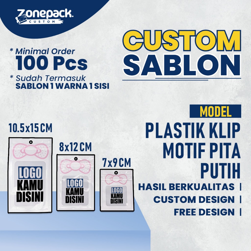 Sablon Plastik Klip Pita | Ziplock Plastik Klip Mini Zipper Pouch Aksesoris | Sablon Plastik Klip