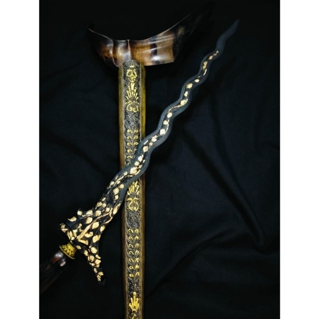 Jual Keris Asli Murah Megantoro Lung Gandu Luk 13 Kinatah Sepuh Emas Keris Jawa Sepuh Kuno Langka