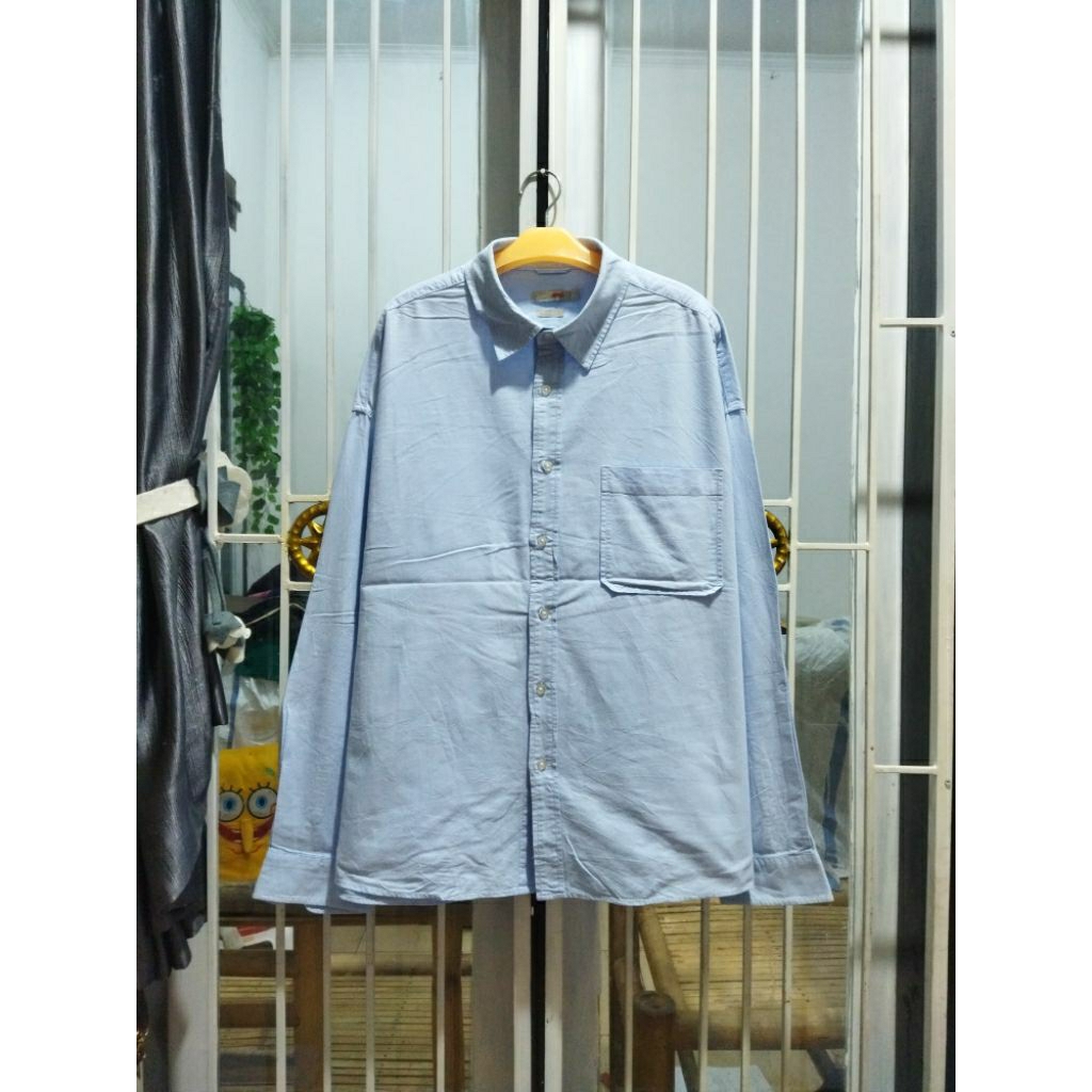 kemeja oxford polos SPAO lengan panjang pria jumbo oversize 4XL