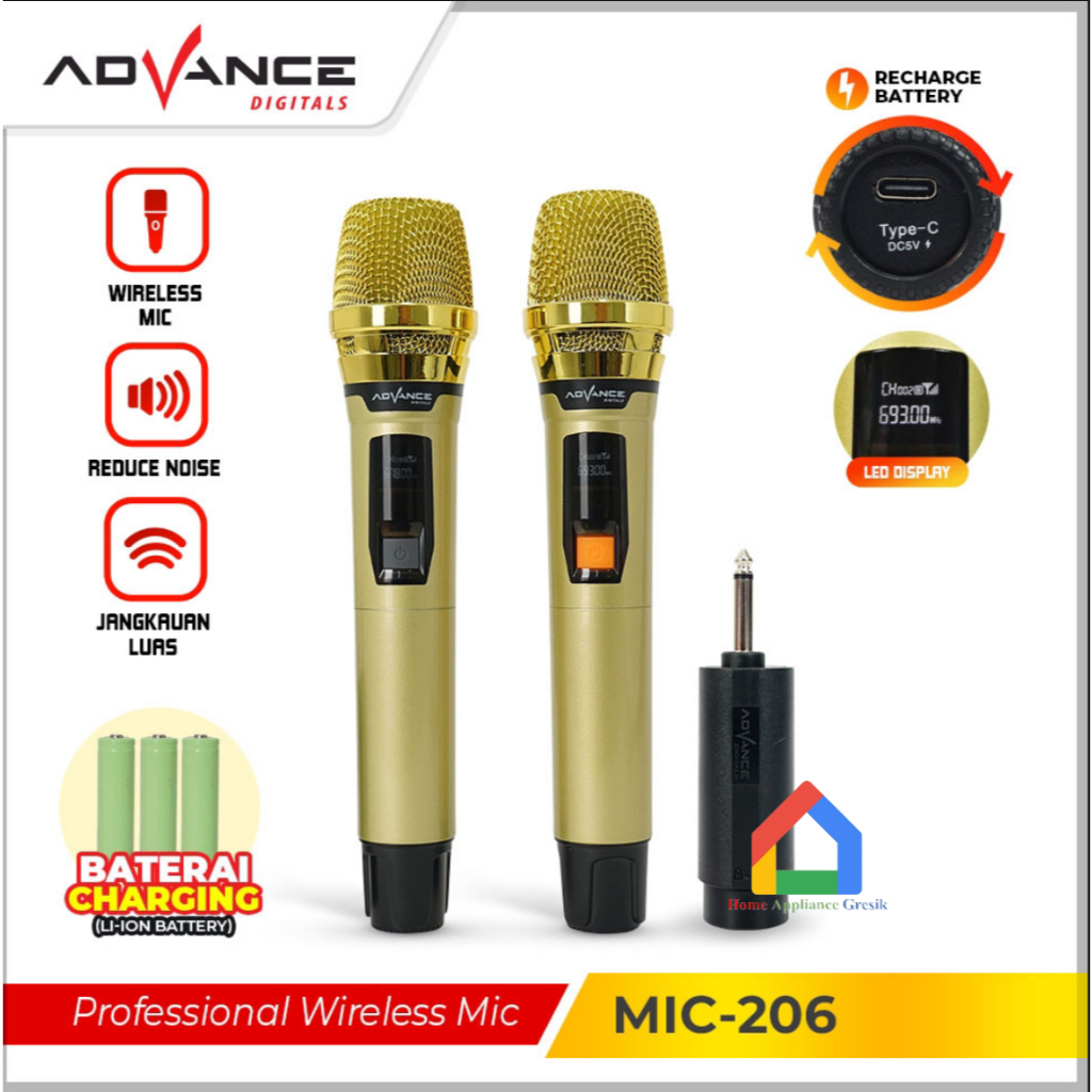 Advance Microphone Double Wireless MIC-206 | ADVANCE MIC206