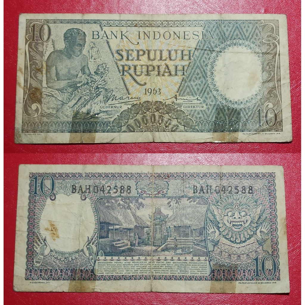 uang kuno Indonesia 10 rp tahun 1963 p2128