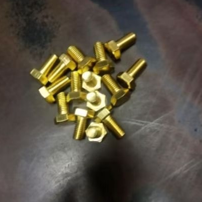 baut mur kuningan, m6x25, kunci 10
