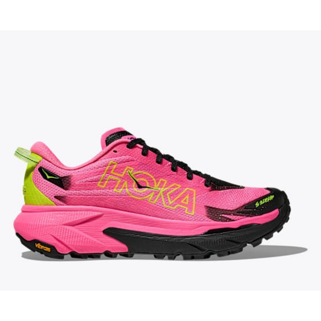 Sepatu Running Trail Wanita Hoka Mafate 5 Neon Rose Black