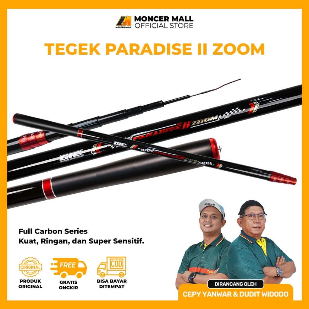 TEGEK PARADISE II ZOOM NEW Full Carbon Series Kuat Ringan Super Sensitif 360-720 CM Mancing Rawa Sun
