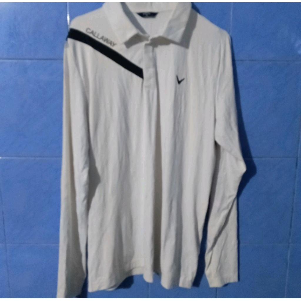 polo golf callaway longsleeve putih