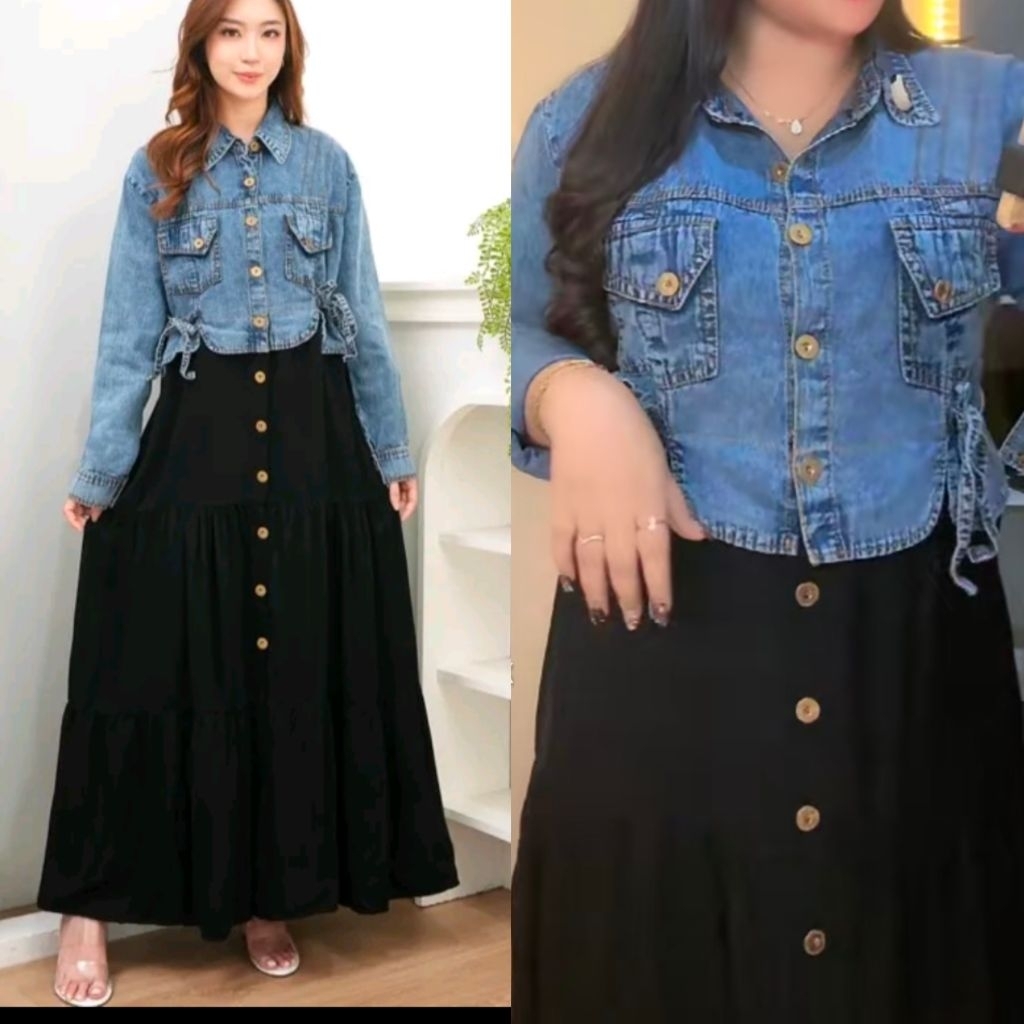 maxy dress selvia rayon kombinasi jeans