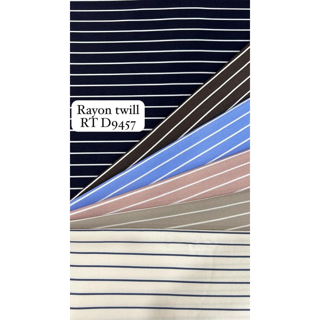 Kain Katun Rayon Twill Motif Salur Premium (0,5 Meter)