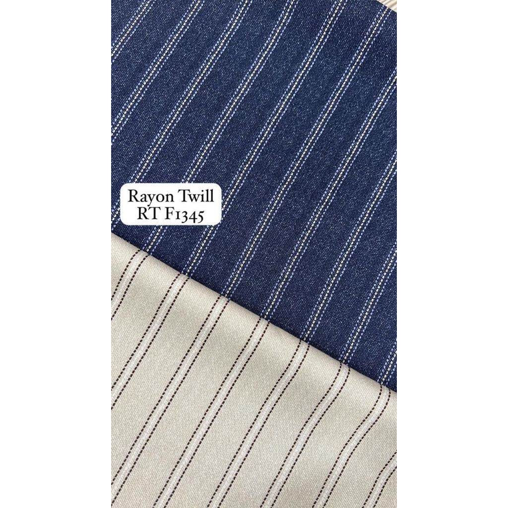 Kain Katun Rayon Twill Motif Salur Premium (0,5 Meter)