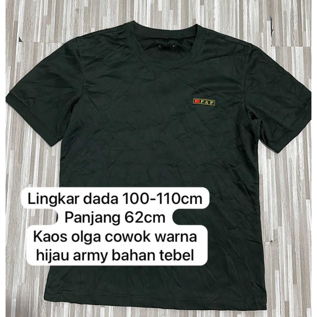 Kaos olga cowok hijau army gelap