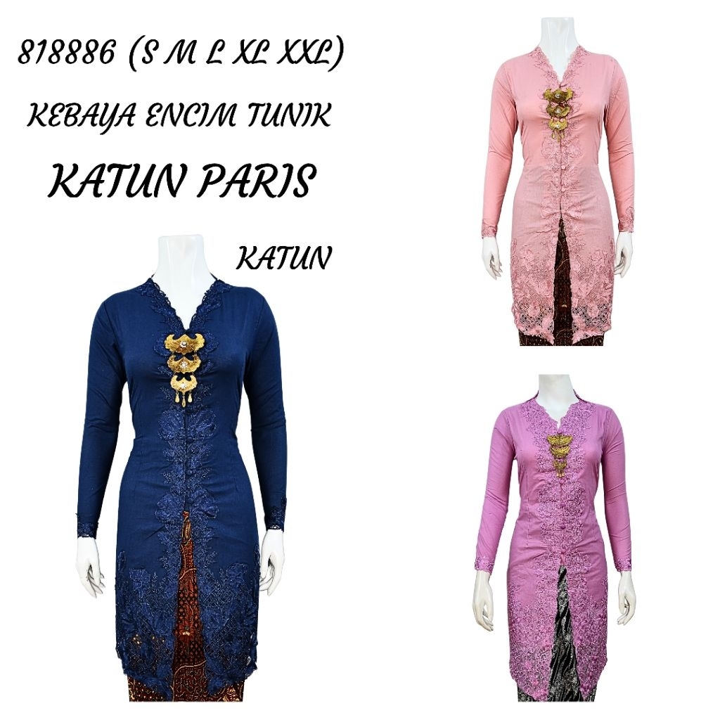 Indah KEBAYA ENCIM TUNIK LENGAN PANJANG BORDIR SENADA KATUN PARIS KEBAYA WISUDA KEBAYA KATUN KEBAYA 