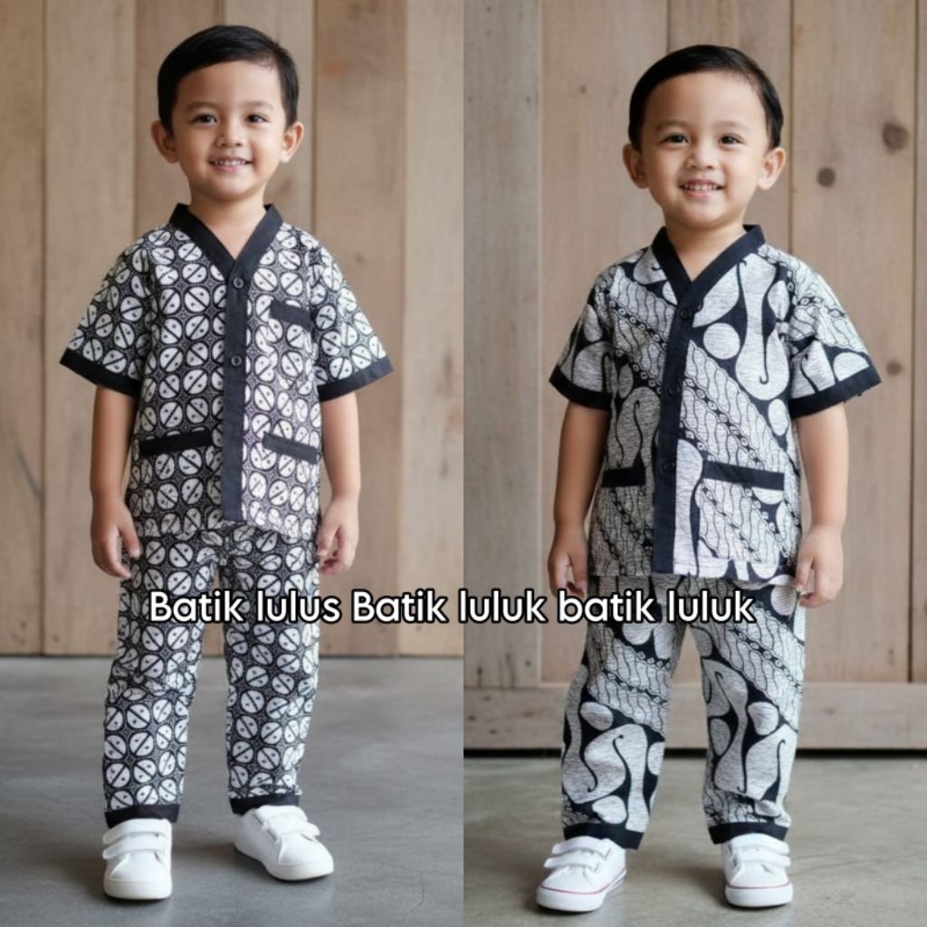 Piyama batik anak laki-laki wanita setelan anak usia 1-5 tahun