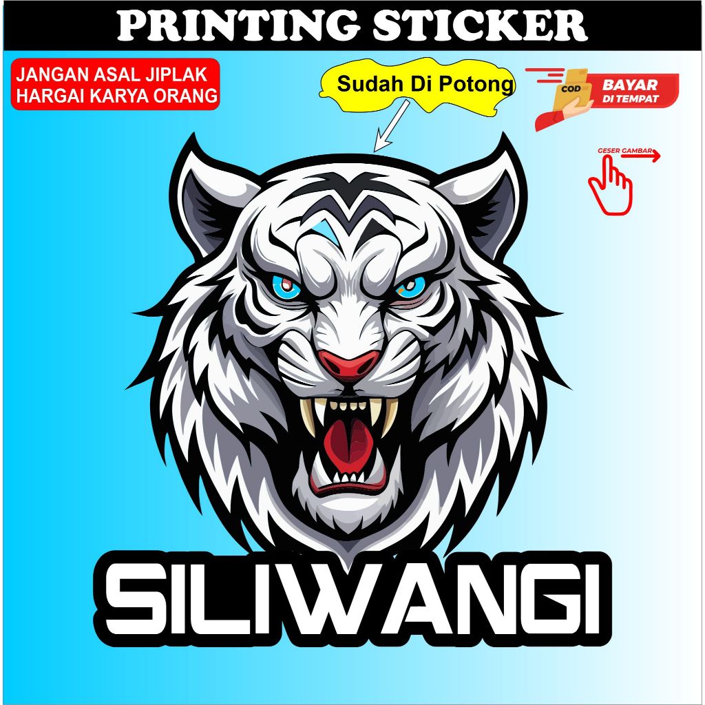 Stiker Maung siliwangi / macan putih / anti gores anti luntur