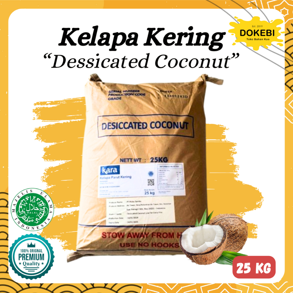 Kelapa Parut Kering 25kg Karungan / Dessicated Coconut Extra Fine Grade / Bubuk Kelapa Kering Parut 