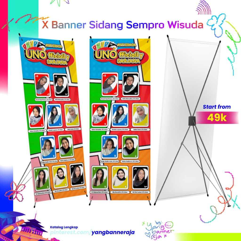 [SEHARI JADI/TIDAK PO] X Banner Sidang Sempro Wisuda INSTANT SEHARI JADI Custom 160x60 YangBannerAja