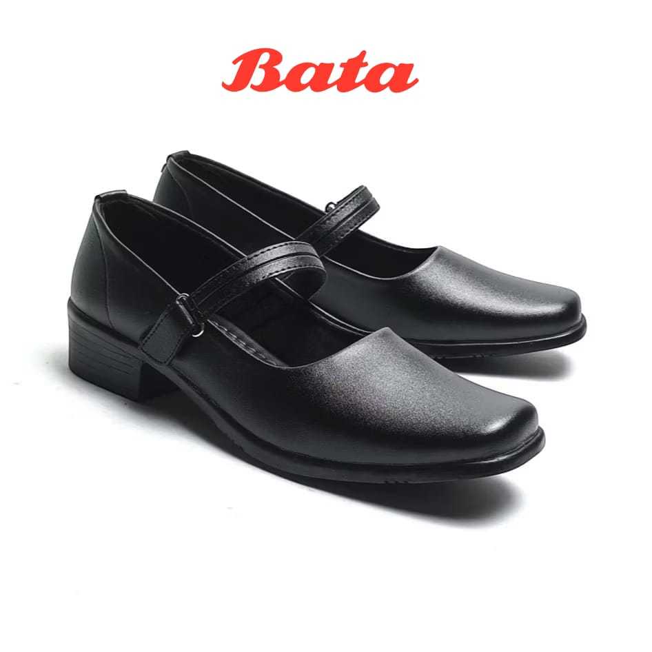 BATA  Sepatu Wanita Pantofel Paskibraka Hitam Hak 3cm Sepatu Sekolah Kerja Kantor COD