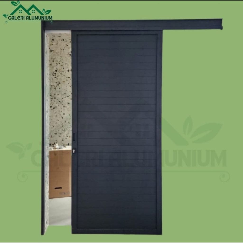 pintu sleding alumunium spandrel Doble lengkap Rell tinggal pasang ( tanpa kusen) free packing kayu