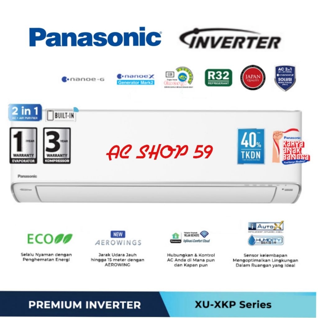 AC PANASONIC CS/CU-XU18XKJ Inverter Premium Nano-X 2PK AEROWINGS R32 New
