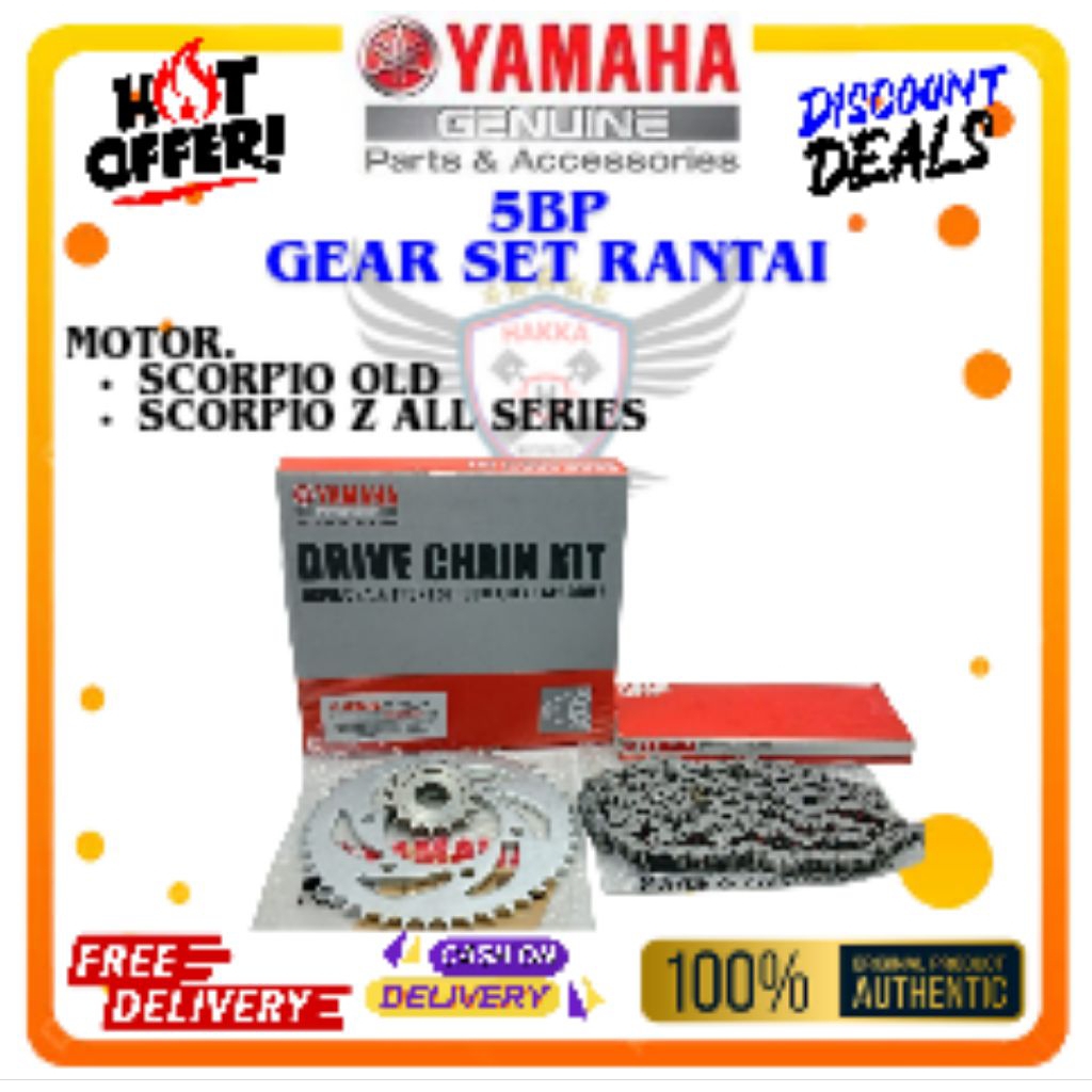 5BP ORIGINAL GEAR SET + RANTAI YAMAHA SCORPIO, YAMAHA SCORPIO Z