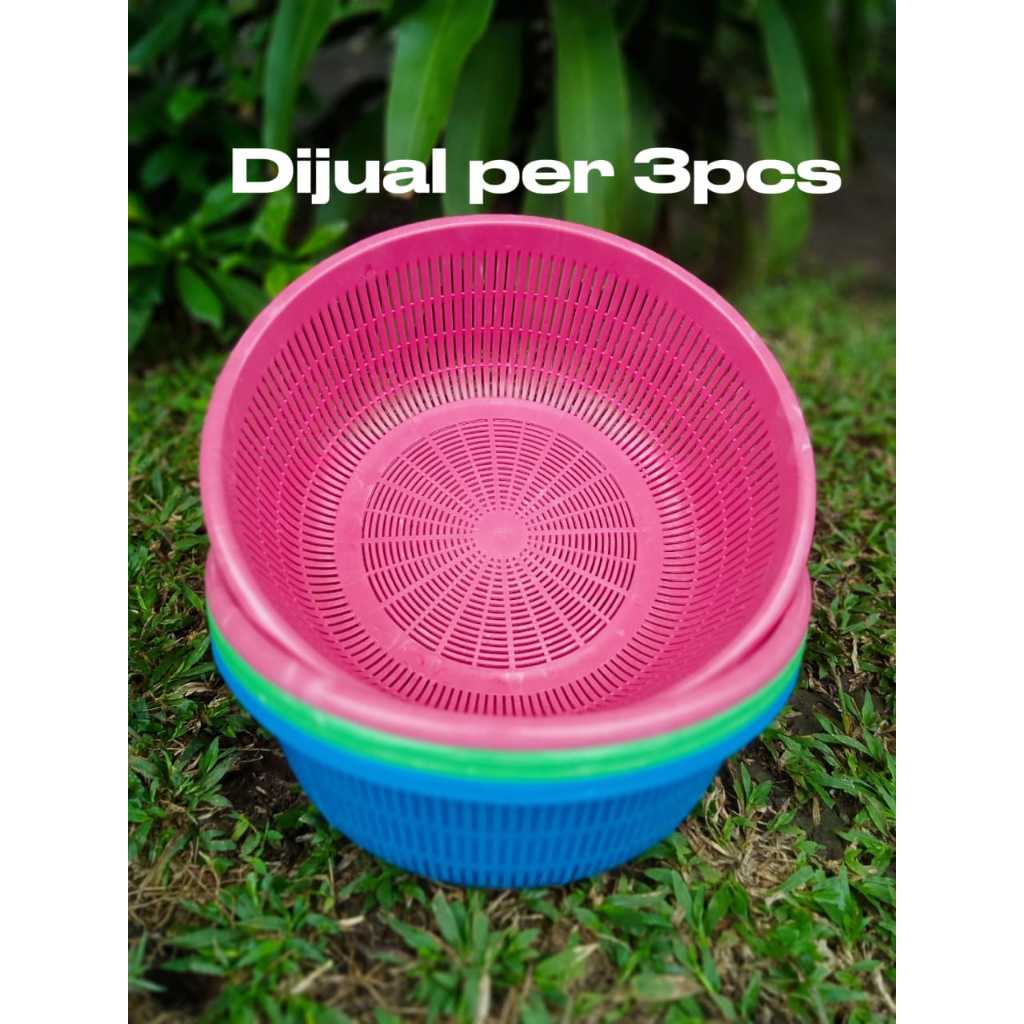 3Pcs Bakul Wakul Keranjang Baskom Saringan Sayur - Wakul Bulat Plastik - Wakul Hajatan
