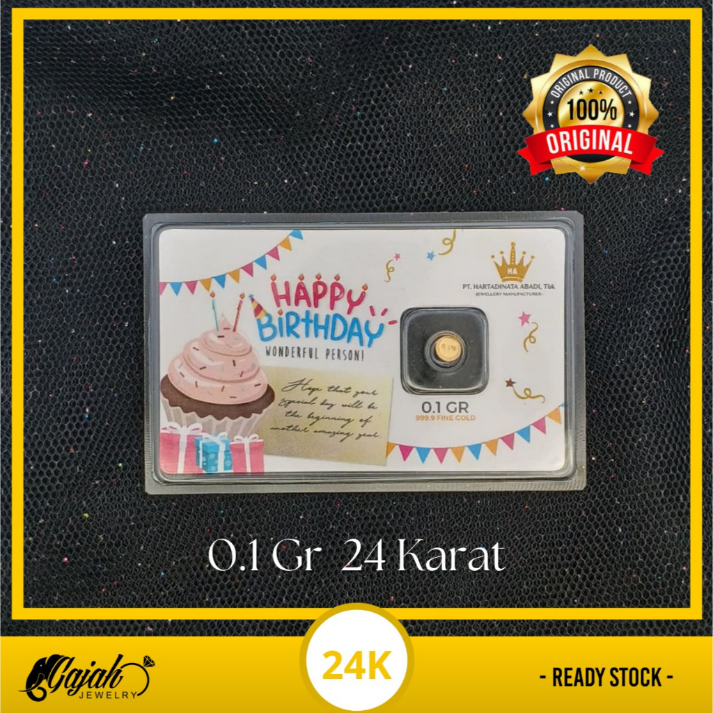 Logam Mulia Asli 100% Bersertifikat PT. Hartadinata Abadi Kadar 24 Karat Berat 0.1 Gram