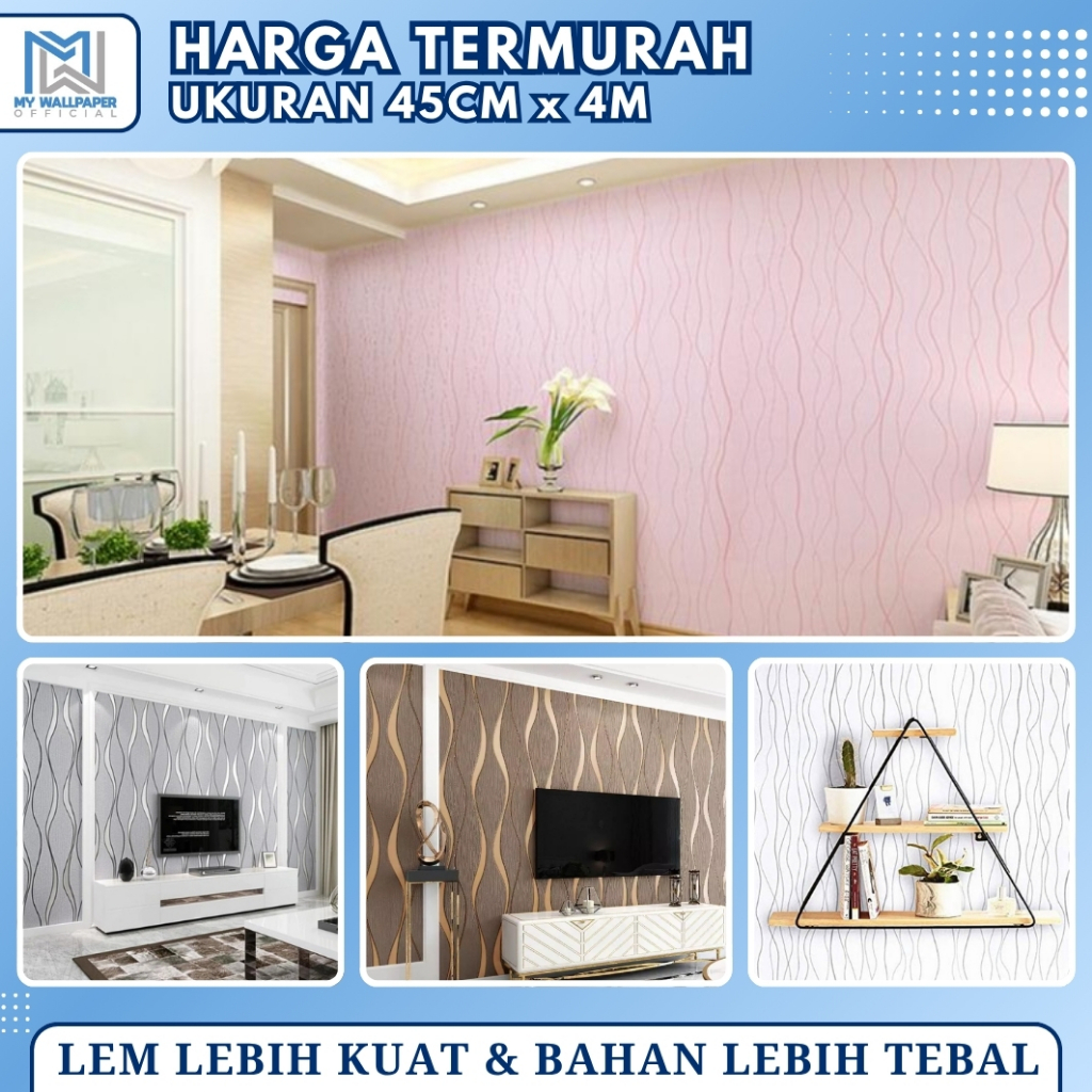 Wallpaper Dinding Kamar Tidur Polos Warna Pink Wallpaper Dinding Ruang Tamu Motif Gelombang Pink