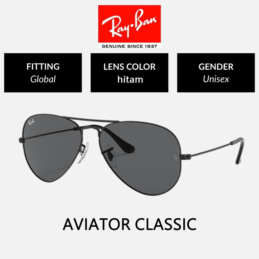 100% Original kacamata Ray-Ban Sunglasses AVIATOR CLASSIC RB3025 Global Fitting men/women/ori