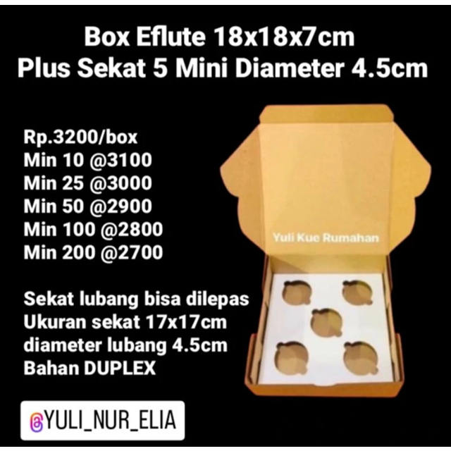 Box Eflute 18x18x7cm + Sekat isi 5 lubang 4.5cm