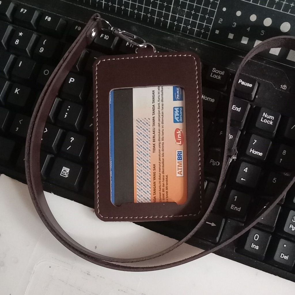 Name Tag|ID card|Nametag|kulit holder polos 2slot name tag lanyard