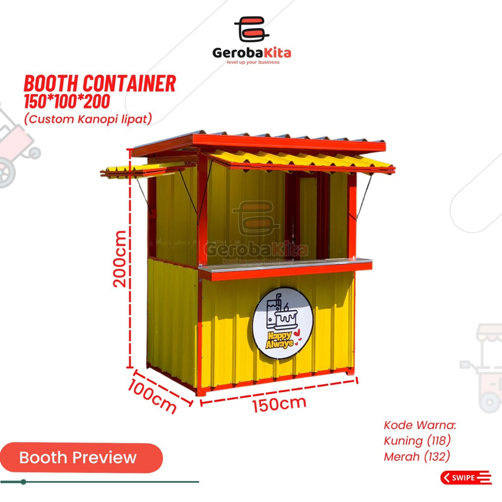 Booth Container 150x100x200 Custom Kanopi Lipat