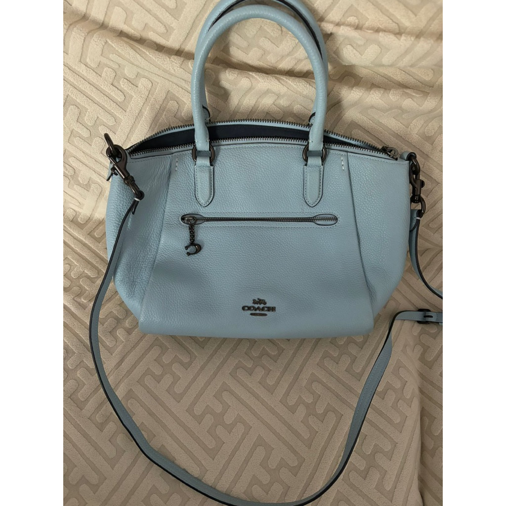 READY, NETT coach elise satchel bag baby blue pebble leather