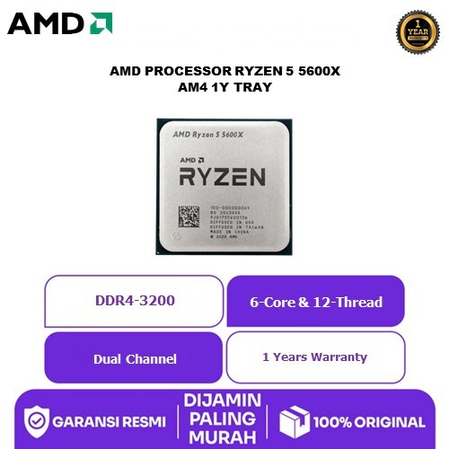 Amd Processor Ryzen 5 5600X Am4 1Y Tray