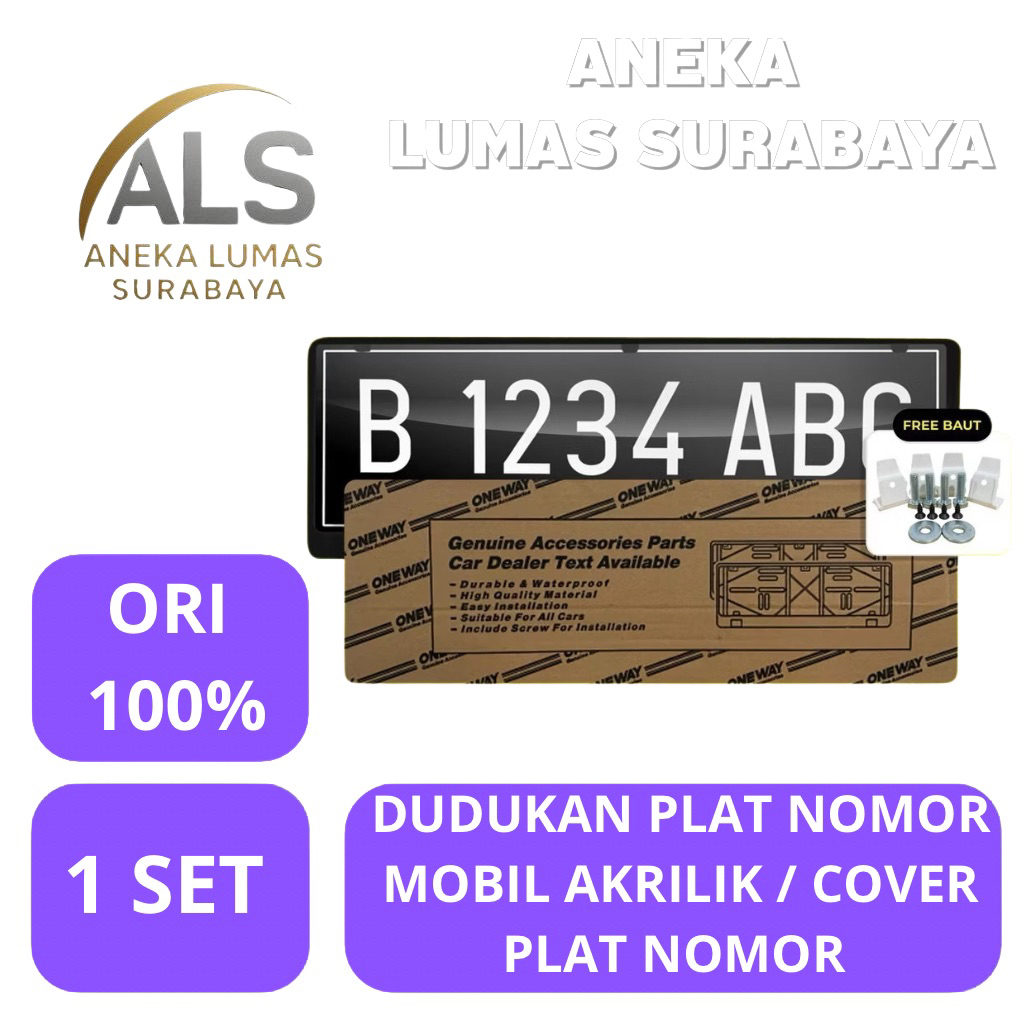Dudukan plat nomor mobil akrilik one way / Cover Frame plat nomor mobil original