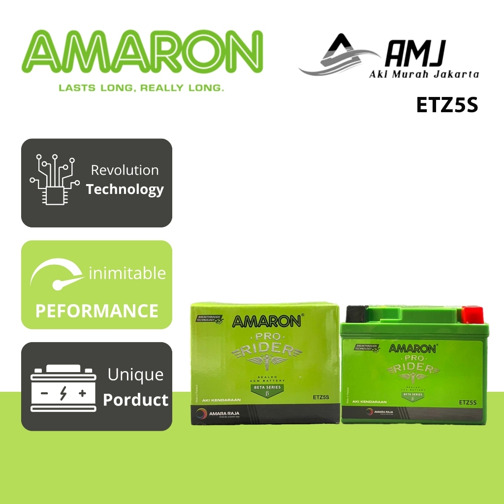 Amaron Aki Motor Honda Beat Karbu ETZ5S / GTZ5S / YTZ5S - 3.5Ah Aki Kering