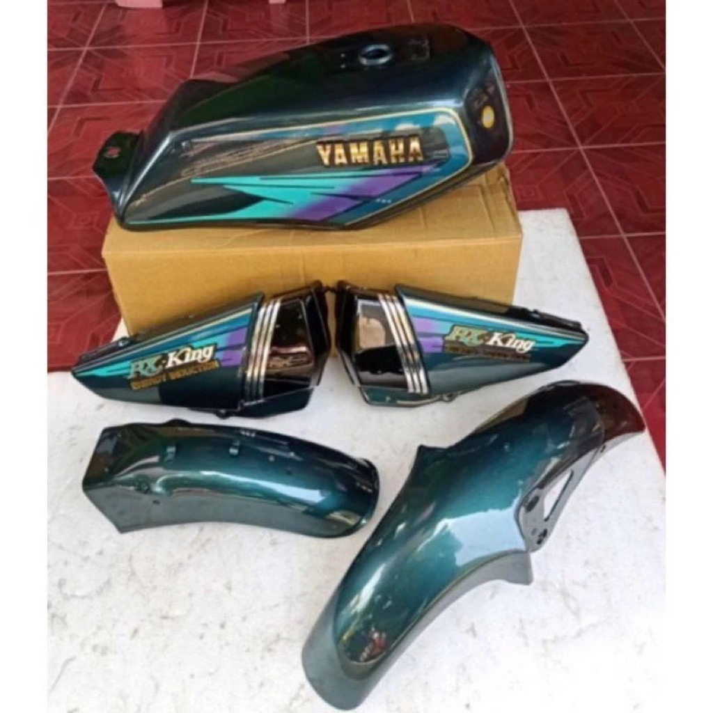 body fullset Yamaha RX king tahun 1995 warna hijau set stiker dan emblem