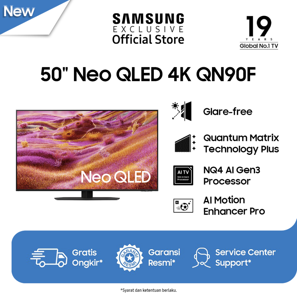 Samsung Smart TV 50" Neo QLED 4K QN90F | Glare-free | AI Motion Enhancer Pro | QA50QN90FAKXXD