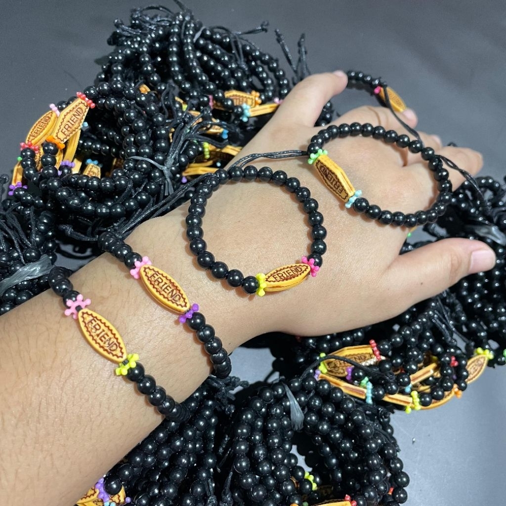 12 Pcs Gelang Mote Tali Hitam Gelang Persahabatan Aksesoris Gelang Anak-anak