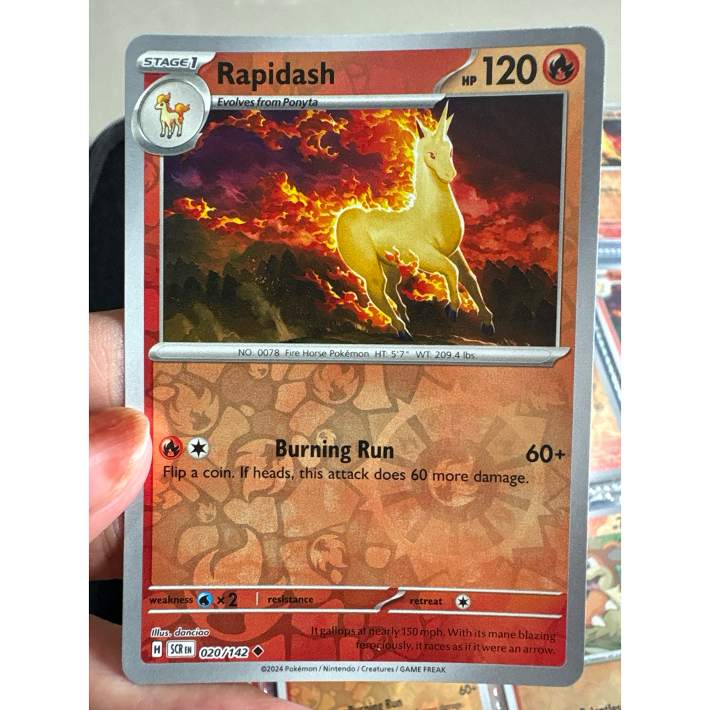 kartu pokemon original holo reverse rapidash scr 020/142