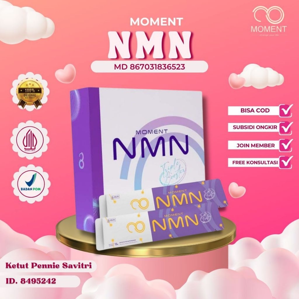 NMN Moment Suplement Triple Booster NAD + Mencerahkan kulit Original Halal