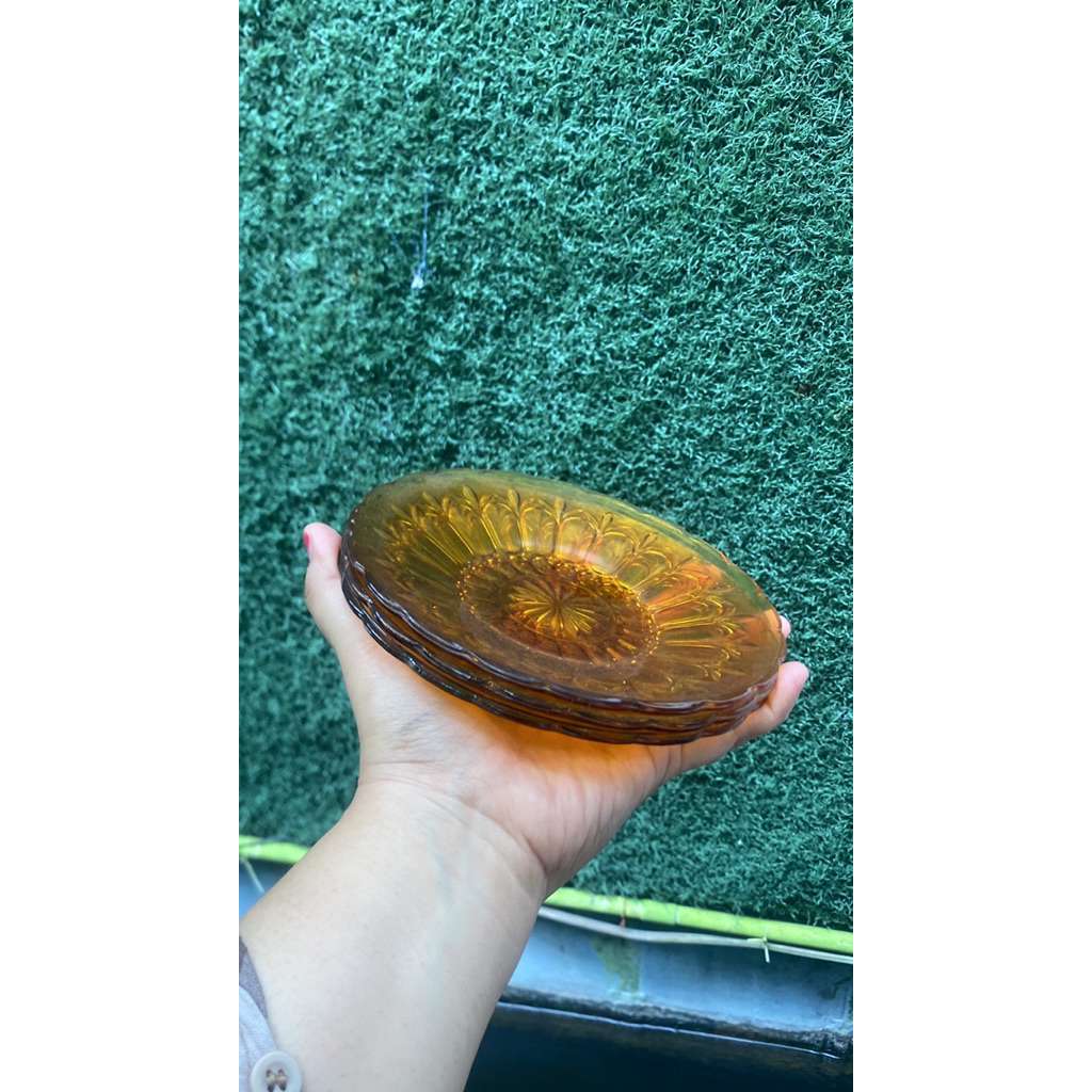 Piring/lepek coklat bening 6pc