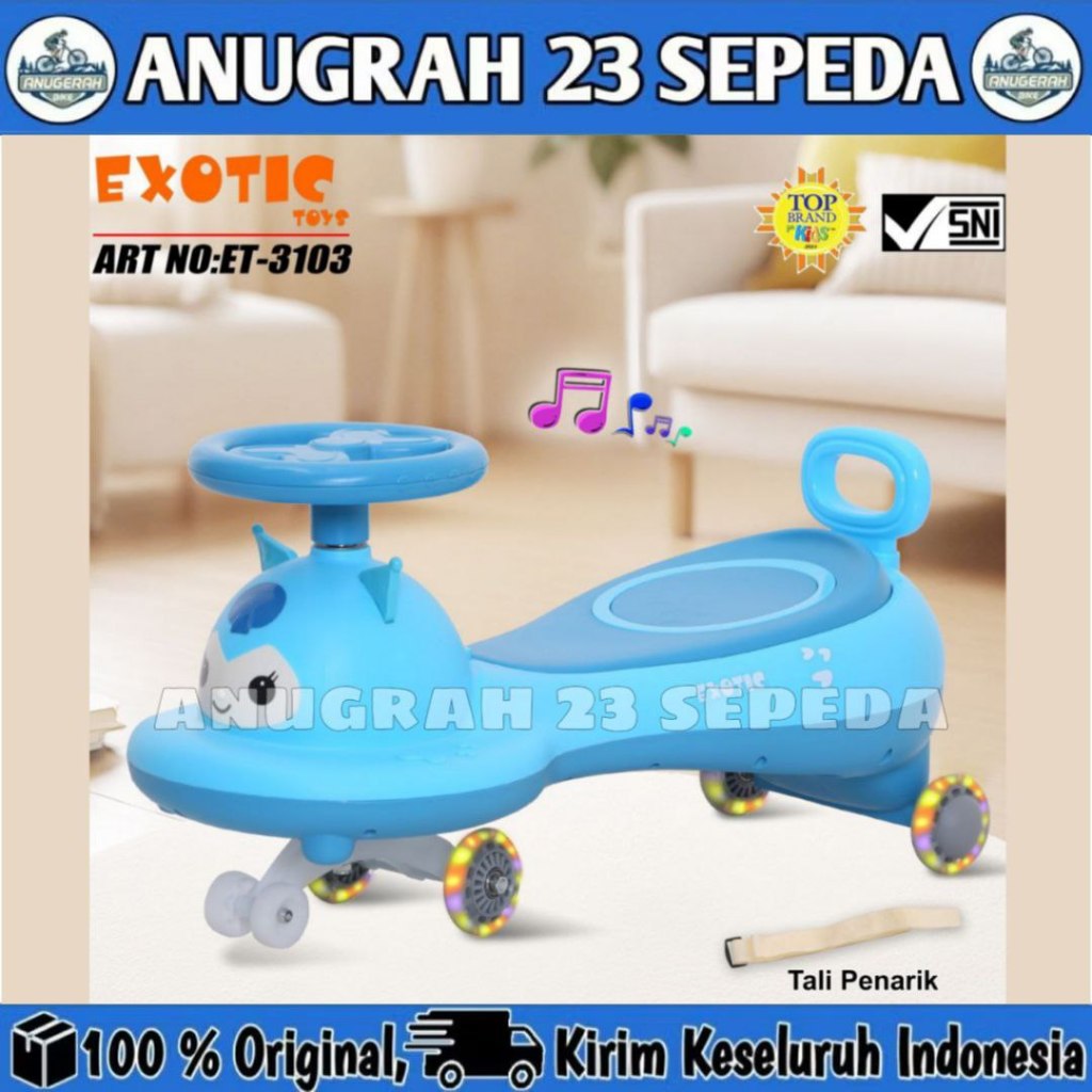 Mainan Anak Swing Car EXOTIC ET 3103 Kuromi Mode Ride On Di lengkapi Musik Dan Lampu