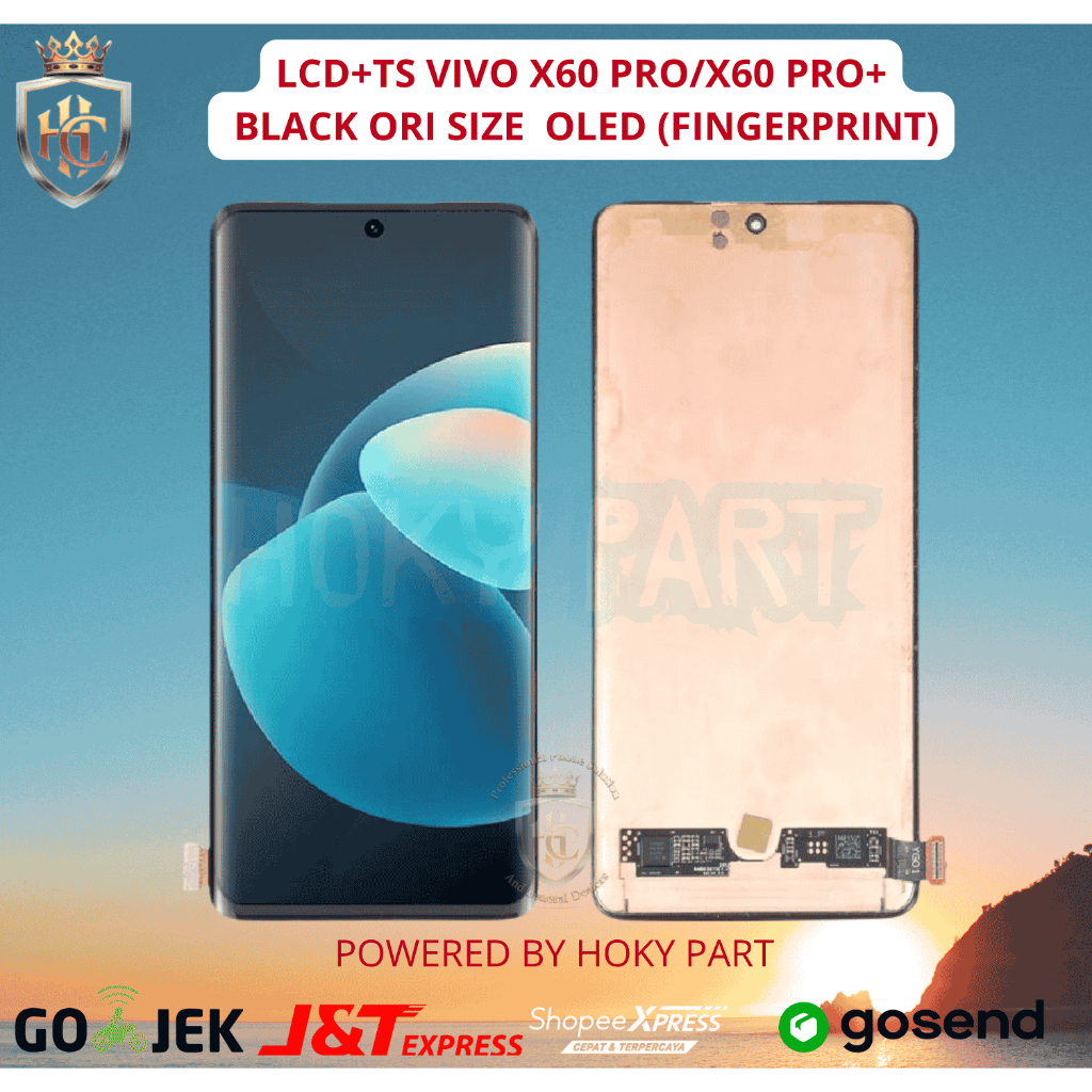 LCD TOUCHSCREN VIVO X60 PRO / X60 PRO+ BLACK ORI SIZE ORIGINAL OLED (FINGERPRINT) BEST QUALITY