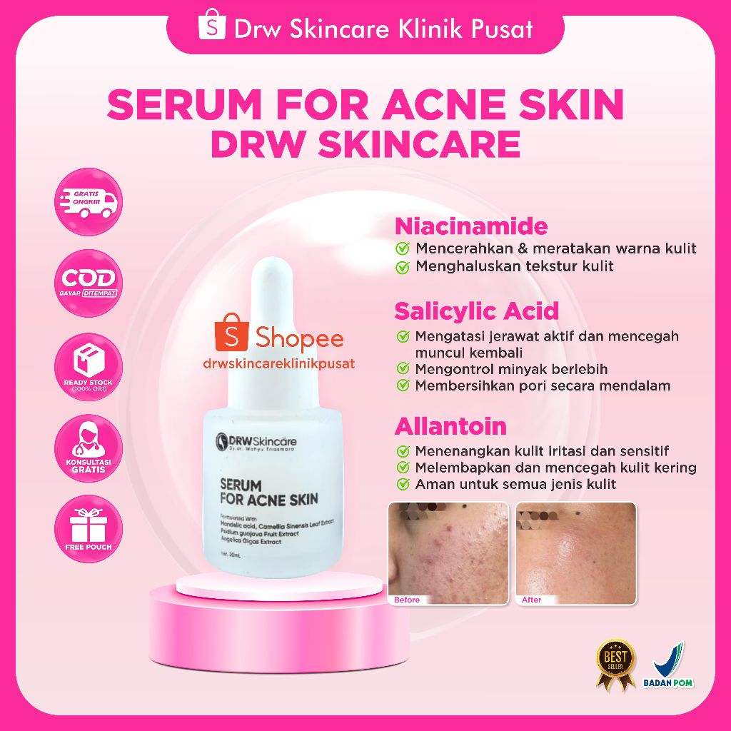 Drw Skincare Serum For Acne Skin / Serum Untuk Kulit Berjerawat Drw Skincare
