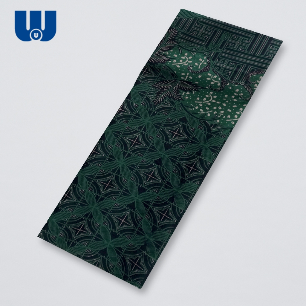 Woubatik Official- Kain Batik Solo Modern Premium Wilutama Hijau Bahan Meteran Katun Motif Hijau Gel