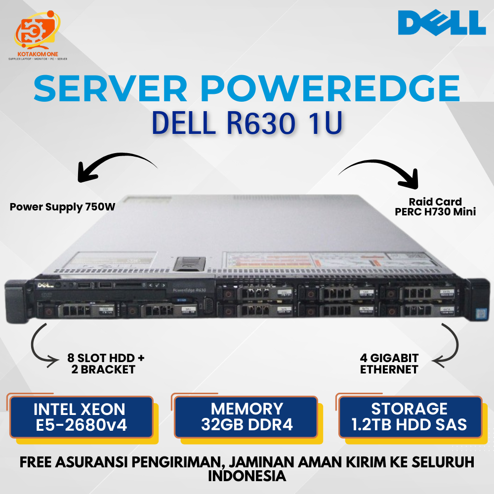 PROMO Server Dell PC R630 1U Poweredge Intel Xeon E5-2680v4 Hdd 1.2TB Ram 32GB - DELL SERVER