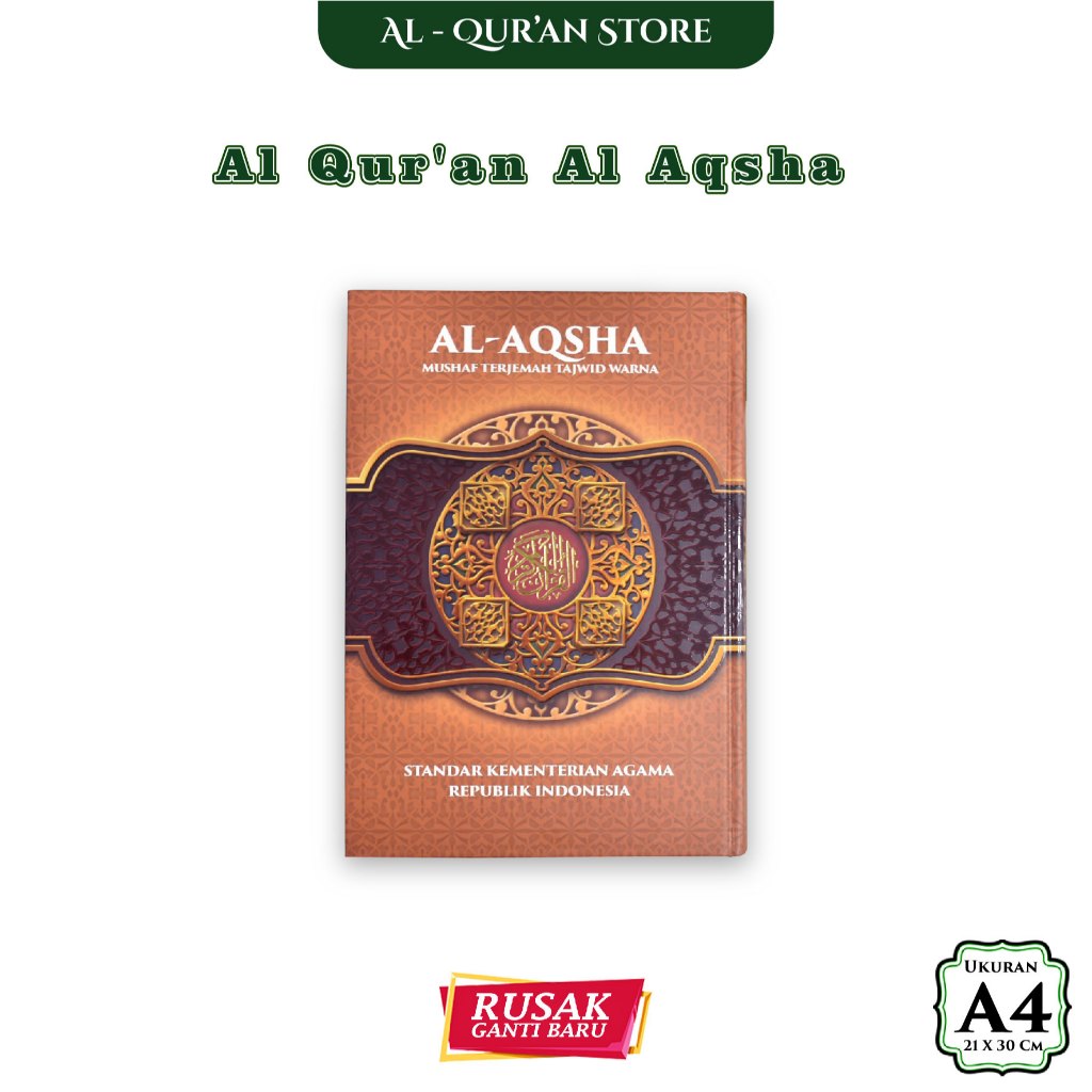 Alquran Terjemahan, Al Aqsha A4, Alquran Terjemah Besar, Quran Tajwid Warna, Quran Tajwid Terjemahan