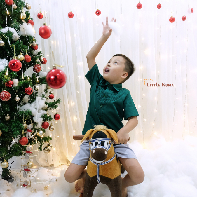 LITTLE KUMA - NOEL TOP | Baju Natal Anak | Atasan Natal Anak Laki-Laki | Kemeja Natal Anak Cowok