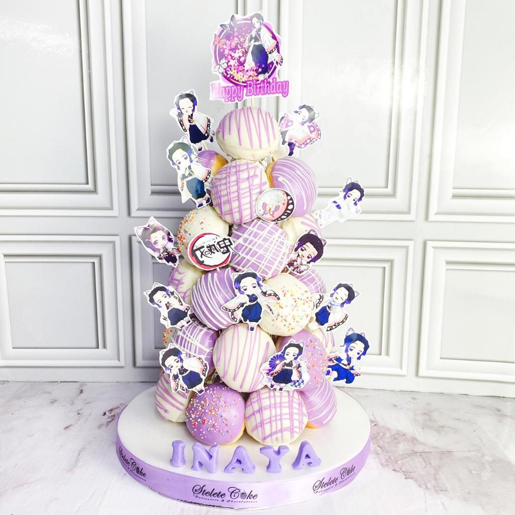 Donat Tower/Donat Ulang Tahun/Donat Tower Tema Demon Slayer/Donat Tower Tema Shinobu Kocho/Donat Ult