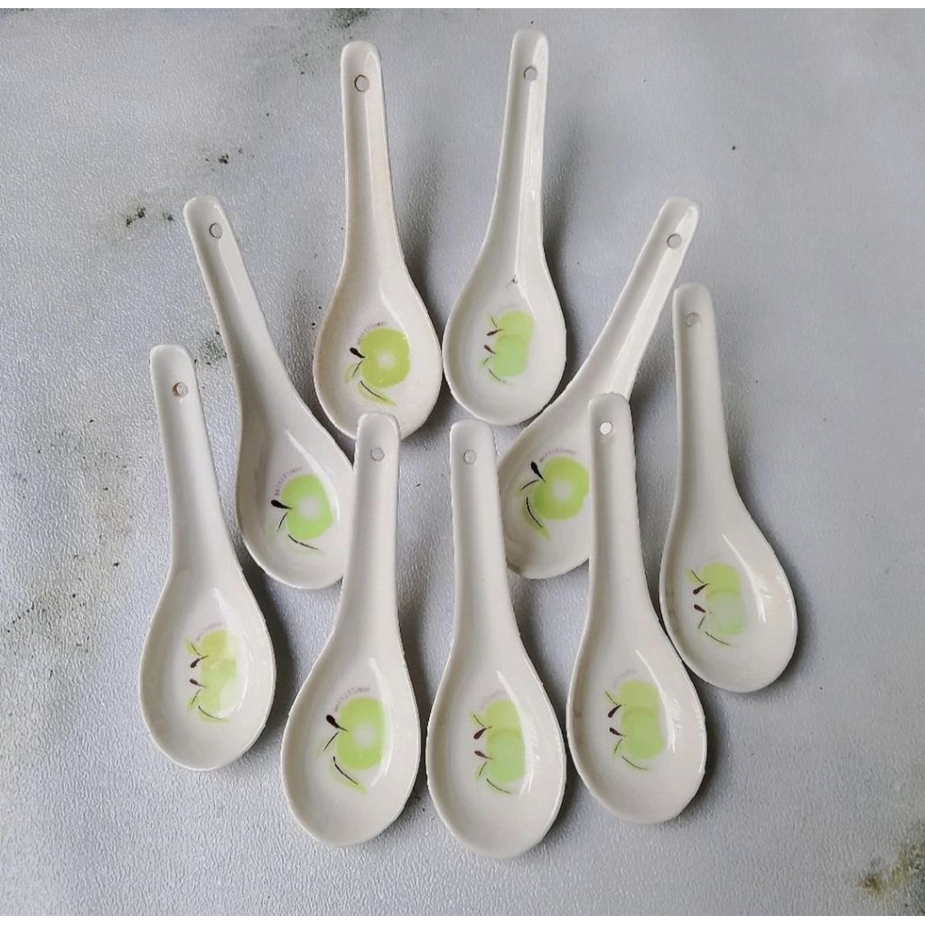 Sendok bebek keramik motif buah apel 9pcs