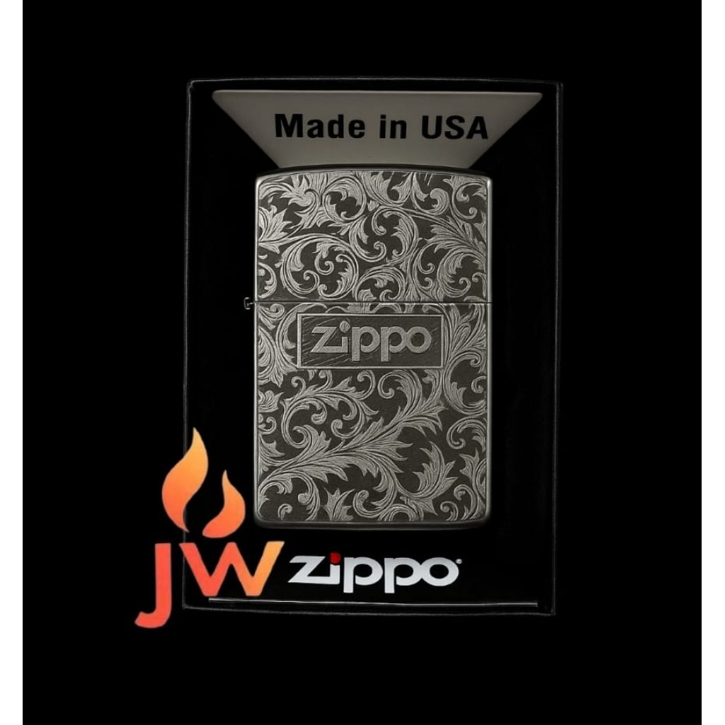 Korek Api Zippo Motif Batik Black Ice- Premium